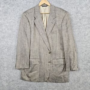 Bradford‎ Bench Custom Men's Blazer Size 44R Gray Herringbone 100% Silk 2-Button